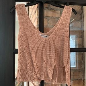 Distressed sweater tank
